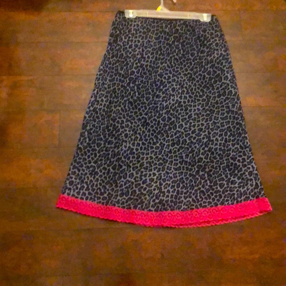 A grey Lepoard skirt with pink lace on the bottom!